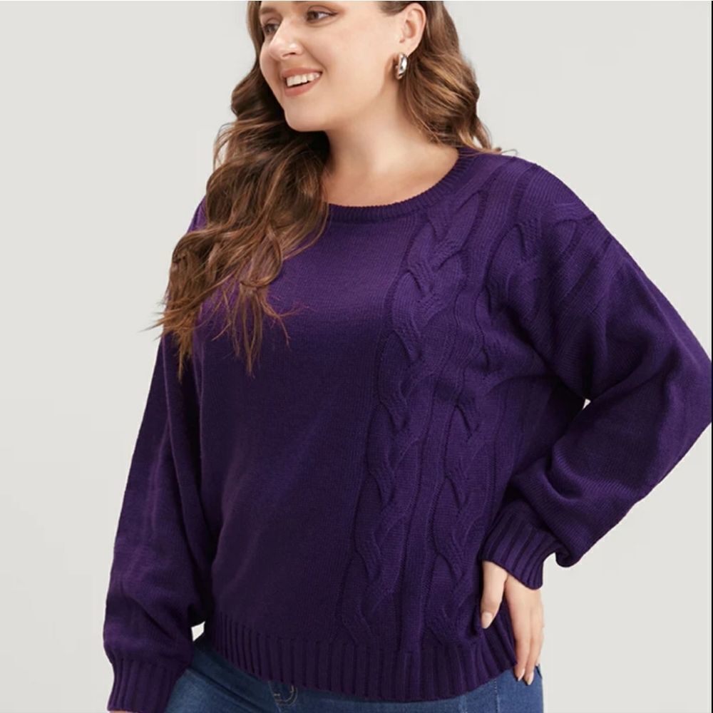 NWT BloomChic purple Cozy cable knit sweater 22